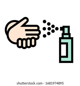 Vector editable stroke antiseptic spray hand cleaner icon