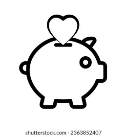 Vector editable stroke designed pig icon depicting a piggy bank