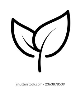 Vector editable stroke designed symbol of leaves sprout representing a start of environmentally friendly practices
