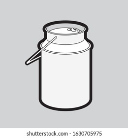 Vector editable stroke icon of metallic churn on flat grey background