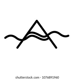 Vector editable stroke A letter logo representing a generic mountain form along with a river or sea