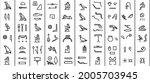 Vector editable stroke line designed ancient Egypt hieroglyphic symbols