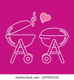 Vector editable stroke line designed illustration os grills in love