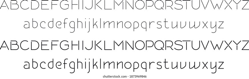 Vector editable stroke line designed capital and small English letters font