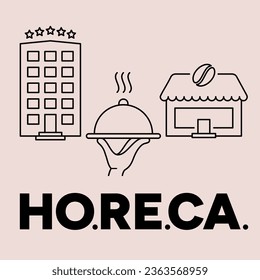 Vector editable stroke line designed icons representing of HORECA hotel restaurant and cafe 