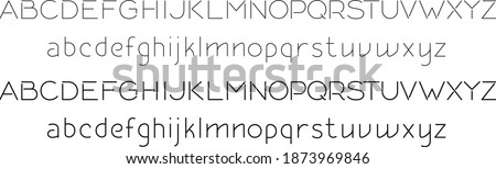 Vector editable stroke line designed capital and small English letters font