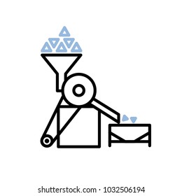 Vector editable stroke line illustration visualising the grinding of nuts