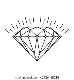 Vector editable stroke line shining diamond icon