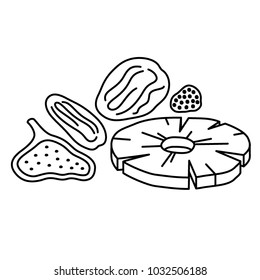 Vector editable stroke line simple illustration of dried fruits
