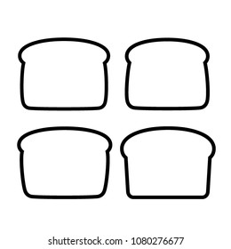 Vector editable stroke line simple toast bread and cake slice icons isolated on white background