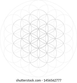 Vector Editable Stroke Lines Illustration Of Flower Of Life Sacred Geometry Symbol