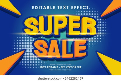 Efecto de texto 3D de superventa editable de Vector