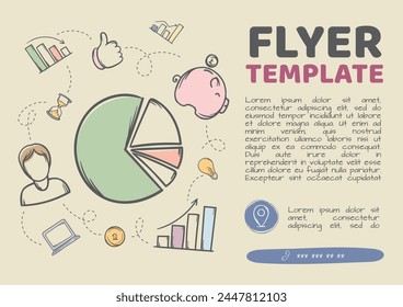 Vector editable template for flyer, advertisement, post, announcement. Bright business concept illustration with chart