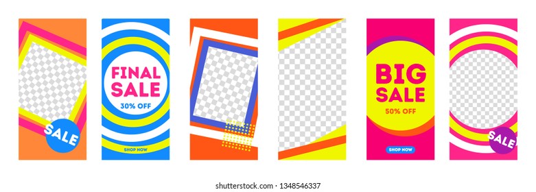 Vector editable template for social networks stories design 