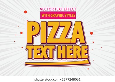 plantilla modificable vectorial efecto de texto pizza italiana titular promoción de alimentos en restaurantes y salidas de alimentos, logotipo o banner para comida y negocios