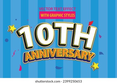 vector editable template text effect special 10th anniversary for headline celebration thank you, give gifts and say logotype or banner for social media and business