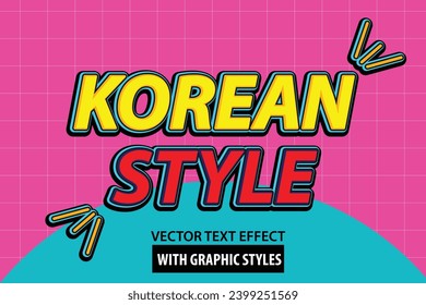 vector editable template text effect Korean style for headlines, posters or social media posts, logotypes or banners for social media and business