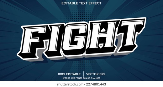 vector editable text effect fight, 3d gamer and sport font style