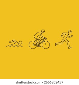  Vector editable de triatlón posa para cualquier fondo gráfico