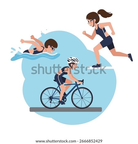  vector editable triathlon poses for any graphic background