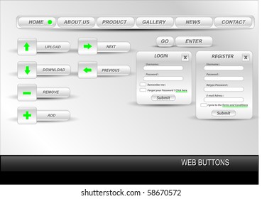 Vector editable website buttons.