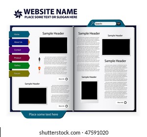 vector editable website design - book template
