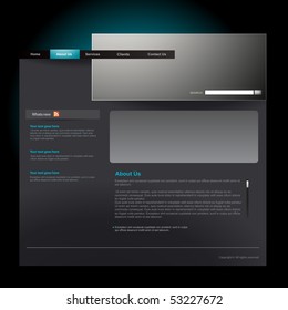 vector editable website template in dark theme