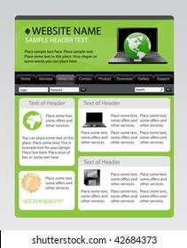 vector editable website template - green color