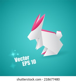 Vector editable white origami hare