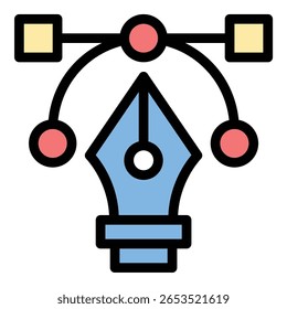 Ícone do editor de vetor ilustração de estilo de linha plana representando design gráfico escalável e ilustração de precisão, adequado para criação de logotipo, arte digital e projetos de design profissional