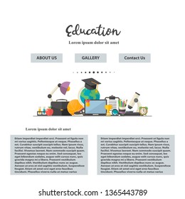Vector eduation illustartion concept.knowlege icon in flat style vector illustration School,university,college,science,geography,mathematics,certificate,online education symbol