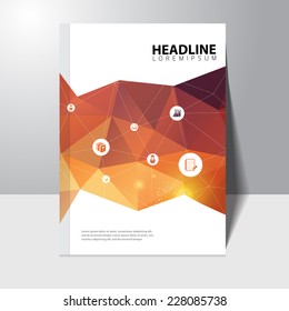 Vector education book cover design template with polygonal background 