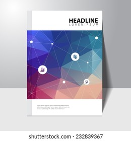 Vector education book cover design template with polygonal background 