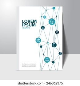 Plantilla de diseño de portada del libro de educación de vectores con fondo de modelo de alambre poligonal 