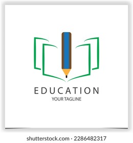 Vector education book and pencil logo template with flat blue and green color style logo premium elegant template vector eps 10 logo premium elegant template vector eps 10