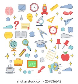 Vector education colorful icon set