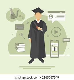 Vector education concept. Cartoon flat vector illustration