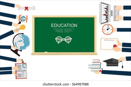 Vector education concept - icons and illustrations in flat style