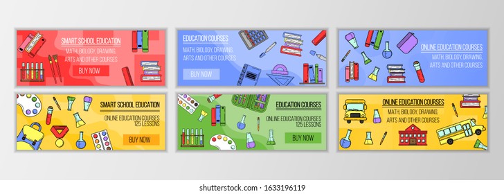 Vector education courses banner concept. Modern illustration for design and web.