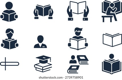 Vector education featuring collection of reading and education icons with books and...