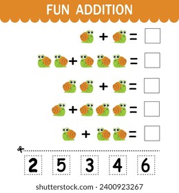 Juego de educación de vectores para niños adición de diversión