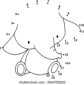 vector education game join to the dots 1 to 10 kids activity drawing elephant