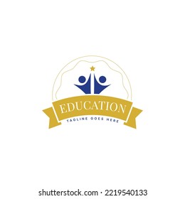 Vector education golden logo design template literacy icon