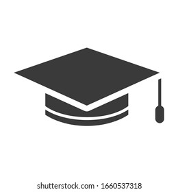 Vector Education icon. Cap, college graduate hat, study button. 
