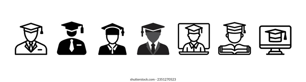 Vector education Icon, graduation cap icon. College cap, graduation cap, Graduation caps icon vector illustration logo template, Graduate cap with tassel icon, education icons, academic university hat