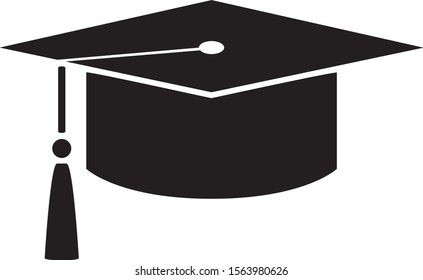 Vector education Icon on white background.graduation cap and diploma