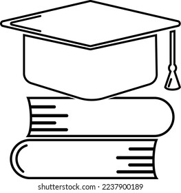 Vector education icon. Online Education. Graduation hat icon. Pencil icon. 