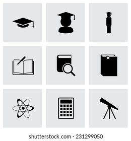 Vector education icon set on grey background