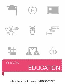 Vector Education icon set on grey background