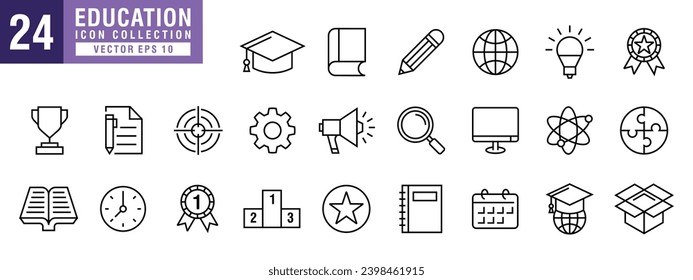 Vector of education icon set, school, college, university, intelligence, science, knowledge, vector EPS 10.